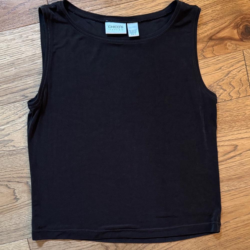 😊Chico's Black Sleeveless Scoop Neck Tank
